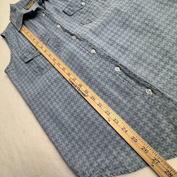 Vintage Ignite Basics Denim Button Up Shirt S Blue Houndstooth Western Rodeo - Picture 10 of 11